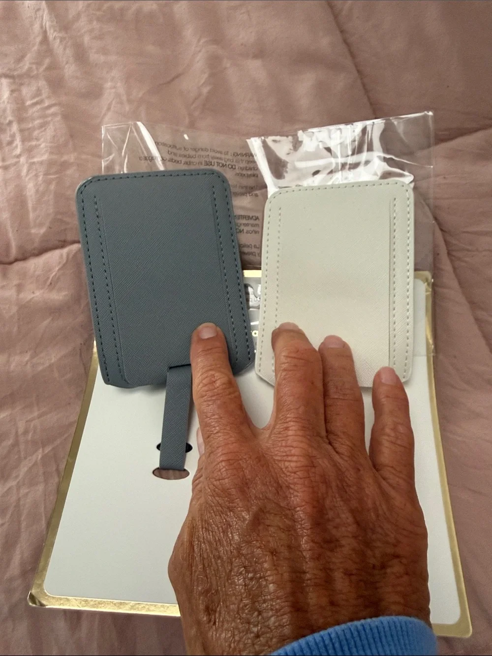 Miamica Gray and Cream Mrs. Luggage Tag Set